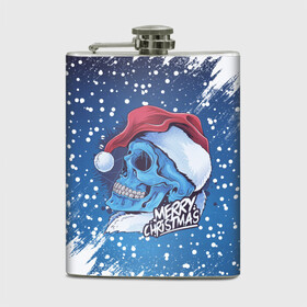 Фляга с принтом Merry Christmas | Счастливого Рождества | Skull в Рязани, металлический корпус | емкость 0,22 л, размер 125 х 94 мм. Виниловая наклейка запечатывается полностью | Тематика изображения на принте: 2022 | christmas | cold | klaus | merry | new | santa | skull | snow | winter | year | год | дед | зима | клаус | мороз | новый | рождество | санта | скелет | снег | холод | череп