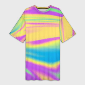 Платье-футболка 3D с принтом Holographic Neon Waves в Рязани,  |  | abstract | gradient | holographic | neon | neon stripes | rainbow | stripes | vaporwave | wave | абстрактный узор | абстракция | волны | голографические | градиент | краски | красочный | линии | неоновые полосы | полосы | радужный