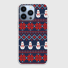 Чехол для iPhone 13 Pro с принтом Christmas Background в Рязани,  |  | Тематика изображения на принте: background | christmas | holiday | knitted pattern | new year | pattern | snowman | вязаный узор | новый год | праздник | рождество | снеговик | узор | фон