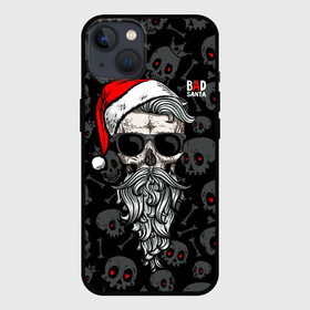 Чехол для iPhone 13 с принтом Santa from Hell в Рязани,  |  | beard | christmas | hipster | new year | red cap | red eyes | santa claus | santa from hell | skulls | борода | дед мороз | красные глаза | красный колпак | новый год | рождество | санта из ада | санта клаус | хипстер | черепа