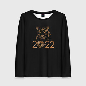 Женский лонгслив 3D с принтом 2022 Tiger Bronze Theme в Рязани, 100% полиэстер | длинные рукава, круглый вырез горловины, полуприлегающий силуэт | 2022 | год тигра | нг | новый год | подарки на новый год | праздник | рождество | тигр