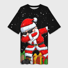 Платье-футболка 3D с принтом SANTA, DAB в Рязани,  |  | 2021 | 2022 | bad | christmas | dab | happy | merry | merry christmas | new year | santa | snow | sweater | ugly christmas | winter | деб | дэб | зима | новогодний | новогодняя | новый год | рождественский | рождественский свитер | рождеств