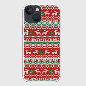 Чехол для iPhone 13 mini с принтом Deer Christmas Pattern в Рязани,  |  | background | christmas | christmas pattern | deer | herringbone | holiday | knitted pattern | new year | pattern | texture | tree | вязаный узор | елка | елочка | новогодний узор | новый год | олени | паттерн | праздник | рождество | текстура | узор | фон