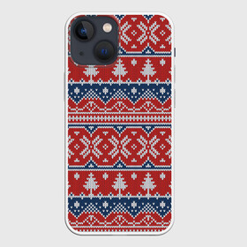 Чехол для iPhone 13 mini с принтом New Year Pattern в Рязани,  |  | background | christmas | christmas pattern | herringbone | holiday | knitted pattern | new year | pattern | snowflakes | texture | tree | вязаный узор | елка | елочка | новогодний узор | новый год | паттерн | праздник | рождество | снежинки | текстура | у