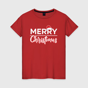 Женская футболка хлопок с принтом Merry Christmas | Счастливого Рождества. в Рязани, 100% хлопок | прямой крой, круглый вырез горловины, длина до линии бедер, слегка спущенное плечо | christmas | merry | new | red | santa | winter | year | дед мороз | зима | красный | новый год | подарки | праздник | рождество | сантаклаус | счастье
