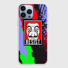 Чехол для iPhone 13 Pro Max с принтом La Casa de Papel Resist. в Рязани,  |  | bella ciao | berlin | bum bum ciao | dali | la casa de papel | money heist | nairobi | netflix | professor | resisten | somos la resistencia | tokyo | белла чао | берлин | бум бум чао | бумажный дом | дали | лиссабон | маска дали | наироби |