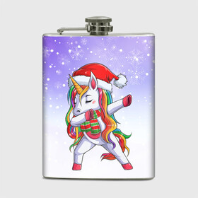 Фляга с принтом Xmas Unicorn Dabbing   Рождественский Единорог Даб в Рязани, металлический корпус | емкость 0,22 л, размер 125 х 94 мм. Виниловая наклейка запечатывается полностью | christmas | dabbing | santa | unicorn | даббинг | дед мороз | единорог | зима | новый год | радуга | радужный | рождество | санта | снег | снежинка | юникорн