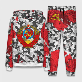 Женский костюм 3D (с толстовкой) с принтом USSR (camouflage) в Рязани,  |  | camouflage | coat of arms | khaki | patriot | red machine | russia | russian | tourist | ussr | герб | камуфляж | красная машина | патриот | россия | русский | ссср | турист | хаки