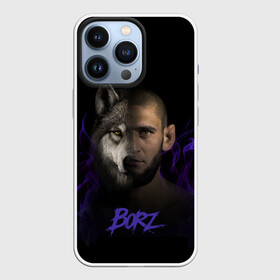 Чехол для iPhone 13 Pro с принтом Хамзат Borz в Рязани,  |  | borz | боец | волк | лицо | огонь | человек | чиваев