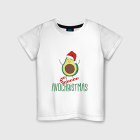 Детская футболка хлопок с принтом AVOCHRISTMAS | AVOCADO в Рязани, 100% хлопок | круглый вырез горловины, полуприлегающий силуэт, длина до линии бедер | 2022 | avocado | avochristmas | christmas | cold | klaus | merry | new | santa | snow | winter | year | авокадо | год | дед | зима | клаус | мороз | новый | рождество | санта | снег | холод