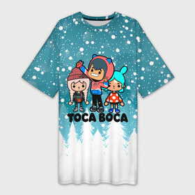 Платье-футболка 3D с принтом Новогодний Toca Boca. в Рязани,  |  | merry christmas | toca boca | toca life world | зима близко | игра | леон | новогодний | новый год | рита | рождество | снег | снежинки | тока бока | тока бока лайф | туса воса