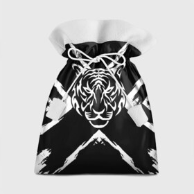 Подарочный 3D мешок с принтом Tiger Black & White / Черно-белый Тигр в Рязани, 100% полиэстер | Размер: 29*39 см | Тематика изображения на принте: cat | tiger | год тигра | зверь | кошка | символ года | тигр | хищник