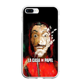 Чехол для iPhone 7Plus/8 Plus матовый с принтом БУМАЖНЫЙ ДОМ РИСУНОК - LA CASA DE PAPEL BELLA CIAO в Рязани, Силикон | Область печати: задняя сторона чехла, без боковых панелей | Тематика изображения на принте: bella ciao | la casa de papel | бумажный дом | ла каса де | ла каса де папель | ла каса де пепел | лакаса | сериал | фильм