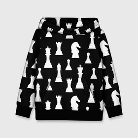 Детская толстовка 3D с принтом Белые шахматные фигуры в Рязани, 100% полиэстер | двухслойный капюшон со шнурком для регулировки, мягкие манжеты на рукавах и по низу толстовки, спереди карман-кенгуру с мягким внутренним слоем | checkmate | chess | chess board | chess game | chess pieces | chess player | chessboard | gambit | game | king | pawn | queen | гамбит | игра | король | мат | партия | ферзь | фигуры | шахматист | шахматы