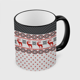 Кружка с принтом НОВОГОДНИЙ УЗОР в Рязани, керамика | ёмкость 330 мл | background | christmas | christmas pattern | deer | holiday | knitted pattern | new year | pattern | snowflakes | texture | вязаный узор | новогодний узор | новый год | олени | паттерн | праздник | рождество | снежинки | текстура | узор | фон