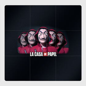 Магнитный плакат 3Х3 с принтом LA CASA DE PAPEL BELLA CIAO / БУМАЖНЫЙ ДОМ в Рязани, Полимерный материал с магнитным слоем | 9 деталей размером 9*9 см | bella ciao | la casa de papel | бумажный дом | ла каса де | ла каса де папель | ла каса де пепел | лакаса | сериал | фильм