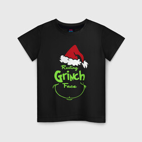 Детская футболка хлопок с принтом Resting Grinch Face. в Рязани, 100% хлопок | круглый вырез горловины, полуприлегающий силуэт, длина до линии бедер | 2022 | grinch | happy new year | merry christmas | год тигра | гринч | зима близко | нг | новогодний | новый год | новый год 2022 | рождество | снег | снежинки