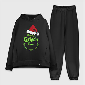 Женский костюм хлопок Oversize с принтом Resting Grinch Face. в Рязани,  |  | 2022 | grinch | happy new year | merry christmas | год тигра | гринч | зима близко | нг | новогодний | новый год | новый год 2022 | рождество | снег | снежинки