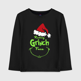 Детский лонгслив хлопок с принтом Resting Grinch Face. в Рязани, 100% хлопок | круглый вырез горловины, полуприлегающий силуэт, длина до линии бедер | 2022 | grinch | happy new year | merry christmas | год тигра | гринч | зима близко | нг | новогодний | новый год | новый год 2022 | рождество | снег | снежинки