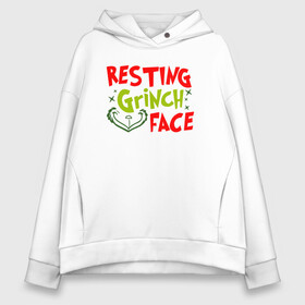 Женское худи Oversize хлопок с принтом Resting Grinch Face Новогодний. в Рязани, френч-терри — 70% хлопок, 30% полиэстер. Мягкий теплый начес внутри —100% хлопок | боковые карманы, эластичные манжеты и нижняя кромка, капюшон на магнитной кнопке | 2022 | grinch | happy new year | merry christmas | год тигра | гринч | зима близко | нг | новогодний | новый год | новый год 2022 | рождество | снег | снежинки