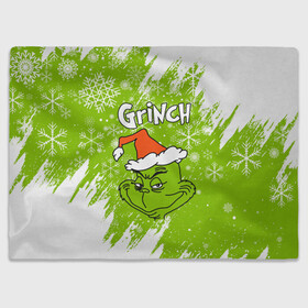 Плед 3D с принтом Grinch Green. в Рязани, 100% полиэстер | закругленные углы, все края обработаны. Ткань не мнется и не растягивается | 2022 | grinch | happy new year | merry christmas | год тигра | гринч | зима близко | нг | новогодний | новый год | новый год 2022 | рождество | снег | снежинки