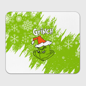 Прямоугольный коврик для мышки с принтом Grinch Green. в Рязани, натуральный каучук | размер 230 х 185 мм; запечатка лицевой стороны | Тематика изображения на принте: 2022 | grinch | happy new year | merry christmas | год тигра | гринч | зима близко | нг | новогодний | новый год | новый год 2022 | рождество | снег | снежинки