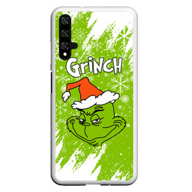 Чехол для Honor 20 с принтом Grinch Green. в Рязани, Силикон | Область печати: задняя сторона чехла, без боковых панелей | Тематика изображения на принте: 2022 | grinch | happy new year | merry christmas | год тигра | гринч | зима близко | нг | новогодний | новый год | новый год 2022 | рождество | снег | снежинки