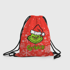 Рюкзак-мешок 3D с принтом Grinch Red. в Рязани, 100% полиэстер | плотность ткани — 200 г/м2, размер — 35 х 45 см; лямки — толстые шнурки, застежка на шнуровке, без карманов и подкладки | 2022 | grinch | happy new year | merry christmas | год тигра | гринч | зима близко | нг | новогодний | новый год | новый год 2022 | рождество | снег | снежинки