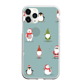 Чехол для iPhone 11 Pro Max матовый с принтом Новый Гoд в Рязани, Силикон |  | 2022 | гном | год | дед | зима | мишка | мороз | новый | пингвин | праздик | рождество | снеговик | узор