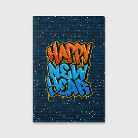 Обложка для паспорта матовая кожа с принтом С Новым Годом граффити / Happy New Year graffiti в Рязани, натуральная матовая кожа | размер 19,3 х 13,7 см; прозрачные пластиковые крепления | graffiti | wall | граффити | зима | новый год | рождество | снег | снежинка | стена