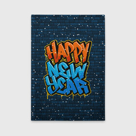 Обложка для автодокументов с принтом С Новым Годом граффити / Happy New Year graffiti в Рязани, натуральная кожа |  размер 19,9*13 см; внутри 4 больших “конверта” для документов и один маленький отдел — туда идеально встанут права | graffiti | wall | граффити | зима | новый год | рождество | снег | снежинка | стена