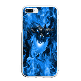 Чехол для iPhone 7Plus/8 Plus матовый с принтом Дракон в синем пламени Dragon in blue flame в Рязани, Силикон | Область печати: задняя сторона чехла, без боковых панелей | dragon | дракон | миф | монстр | огонь | пламя | фэнтези