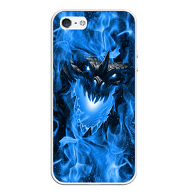 Чехол для iPhone 5/5S матовый с принтом Дракон в синем пламени Dragon in blue flame в Рязани, Силикон | Область печати: задняя сторона чехла, без боковых панелей | dragon | дракон | миф | монстр | огонь | пламя | фэнтези