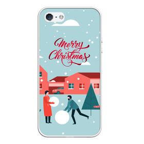 Чехол для iPhone 5/5S матовый с принтом Merry Christmas Cчастливого Рождества в Рязани, Силикон | Область печати: задняя сторона чехла, без боковых панелей | 2022 | christmas | cчастливого | merry | год | елка | новый | праздник | рождества | снег | снеговик