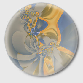 Значок с принтом Орхидеи Небо и песок Абстракция 403-1 в Рязани,  металл | круглая форма, металлическая застежка в виде булавки | abstraction | blue | flowers | fractal | ornament | pattern | yellow | абстракция | желтый | орнамент | узор | фрактал | цветы