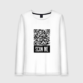 Женский лонгслив хлопок с принтом QR Scan в Рязани, 100% хлопок |  | coronavirus | covid | covid19 | qr code | qr код | sputnik | вакцина | вакцинация | вирус | здоровье | изоляция | иммунитет | карантин | ковид | код | корона | коронавирус | маркировка | маска | пандемия | паспорт | прививка