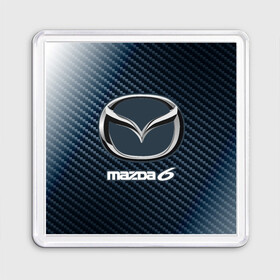 Магнит 55*55 с принтом MAZDA 6 - Карбон в Рязани, Пластик | Размер: 65*65 мм; Размер печати: 55*55 мм | auto | logo | mazda | mazda 6 | moto | symbol | авто | автомобиль | гонки | знак | карбон | лого | логотип | логотипы | мазда | марка | машина | мото | символ | символы