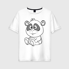 Женская футболка хлопок Oversize с принтом Пандочка в подгузниках в Рязани, 100% хлопок | свободный крой, круглый ворот, спущенный рукав, длина до линии бедер
 | веселье | детские | для девушек | для детей | китай | медведь | медвежонок | мультики | панда | пандочка | сказка | сказочные | удивление