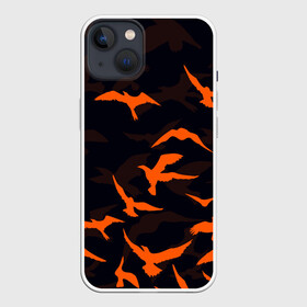 Чехол для iPhone 13 с принтом Стая Воронов в Рязани,  |  | вороны | минимализм | птицы | рисунок | стая воронов | стая птиц