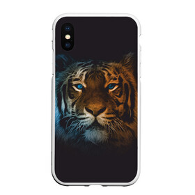 Чехол для iPhone XS Max матовый с принтом Тигр с голубыми глазами в Рязани, Силикон | Область печати: задняя сторона чехла, без боковых панелей | tiger | животное | символ года | тигр | хищник