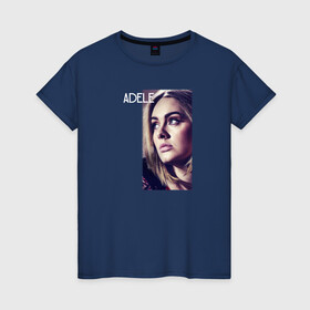 Женская футболка хлопок с принтом Певица Адель в Рязани, 100% хлопок | прямой крой, круглый вырез горловины, длина до линии бедер, слегка спущенное плечо | имя | лицо | надпись | пецица | портрет