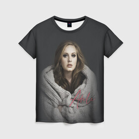 Женская футболка 3D с принтом Фото Адель в Рязани, 100% полиэфир ( синтетическое хлопкоподобное полотно) | прямой крой, круглый вырез горловины, длина до линии бедер | девушка | имя | певица | свитер | фото