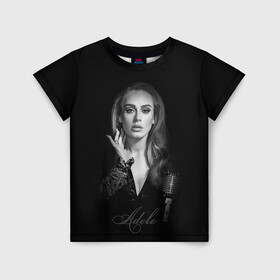 Детская футболка 3D с принтом Adele Icon в Рязани, 100% гипоаллергенный полиэфир | прямой крой, круглый вырез горловины, длина до линии бедер, чуть спущенное плечо, ткань немного тянется | девушка | имя | микрофон | певица | фото