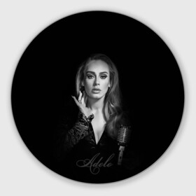 Круглый коврик для мышки с принтом Adele Icon в Рязани, резина и полиэстер | круглая форма, изображение наносится на всю лицевую часть | девушка | имя | микрофон | певица | фото