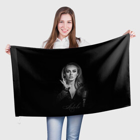Флаг 3D с принтом Adele Icon в Рязани, 100% полиэстер | плотность ткани — 95 г/м2, размер — 67 х 109 см. Принт наносится с одной стороны | девушка | имя | микрофон | певица | фото