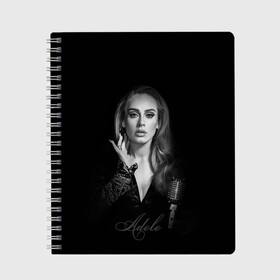 Тетрадь с принтом Adele Icon в Рязани, 100% бумага | 48 листов, плотность листов — 60 г/м2, плотность картонной обложки — 250 г/м2. Листы скреплены сбоку удобной пружинной спиралью. Уголки страниц и обложки скругленные. Цвет линий — светло-серый
 | девушка | имя | микрофон | певица | фото