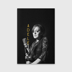 Обложка для паспорта матовая кожа с принтом Певица Adele в Рязани, натуральная матовая кожа | размер 19,3 х 13,7 см; прозрачные пластиковые крепления | Тематика изображения на принте: девушка | имя | микрофон | надпись | певица