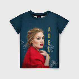 Детская футболка 3D с принтом Portrait Adele в Рязани, 100% гипоаллергенный полиэфир | прямой крой, круглый вырез горловины, длина до линии бедер, чуть спущенное плечо, ткань немного тянется | Тематика изображения на принте: имя | лицо | надпись | певица | портрет