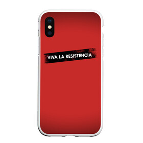 Чехол для iPhone XS Max матовый с принтом VIVA LA RESISTENCIA в Рязани, Силикон | Область печати: задняя сторона чехла, без боковых панелей | Тематика изображения на принте: bella | bells | casa | ciao | de | el | jingle | la | moscow | netflix | papel | professor | resistencia | tokio | viva | бумажный | дом | профессор