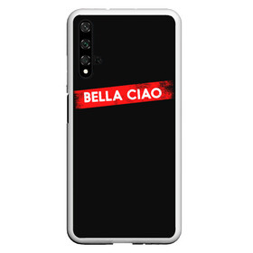 Чехол для Honor 20 с принтом BELLA CIAO (БУМАЖНЫЙ ДОМ) в Рязани, Силикон | Область печати: задняя сторона чехла, без боковых панелей | Тематика изображения на принте: bella | bells | casa | ciao | de | el | jingle | la | moscow | netflix | papel | professor | resistencia | tokio | viva | бумажный | дом | профессор